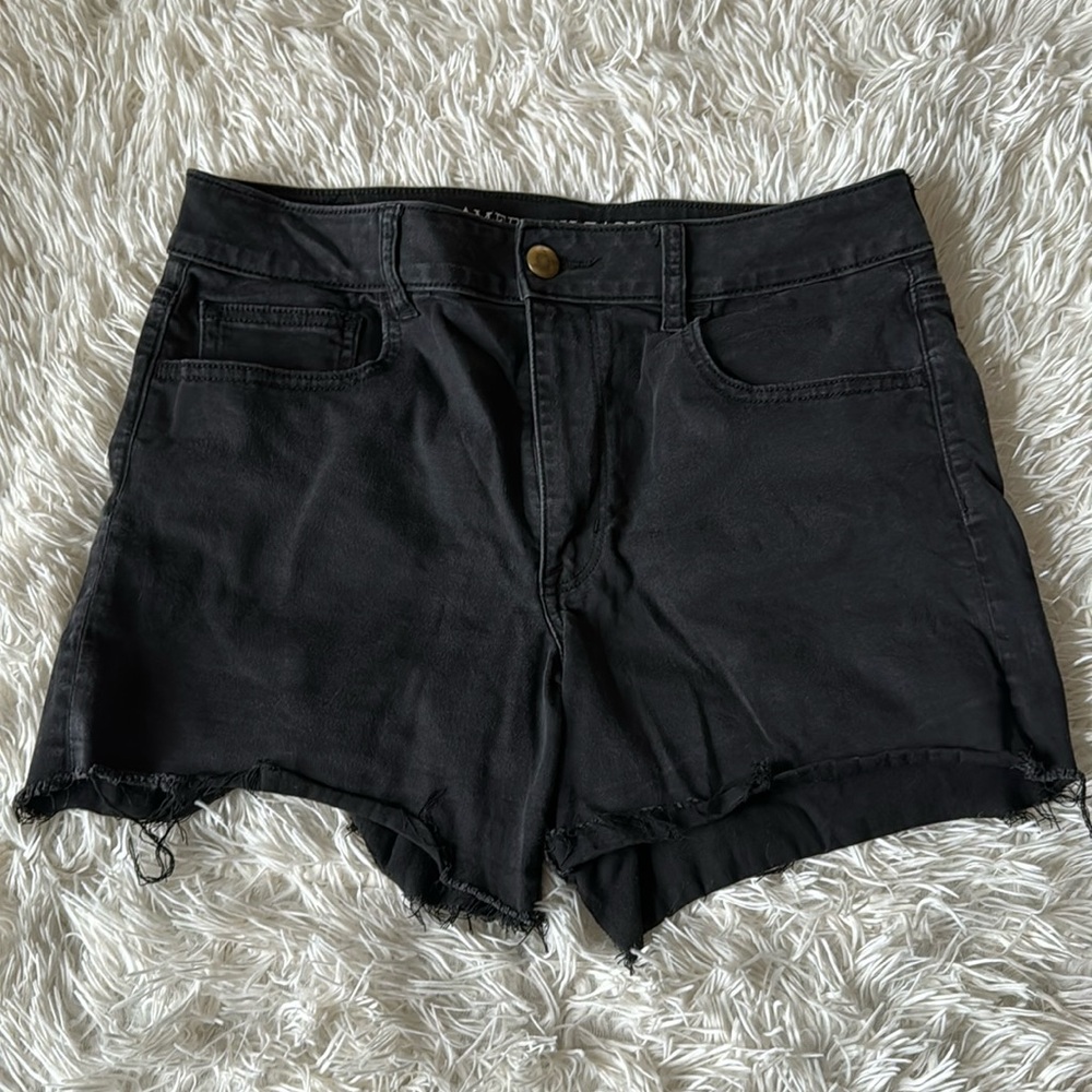 High rise black stretch shorts